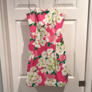 Lilly Pulitzer floral pink strapless dress